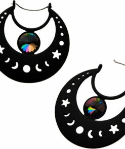 Discount 👏 BODYVIBE The Moon Moon Phase Gem | PLUG HOOP EARRINGS 💯
