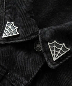 Promo 🔥 ECTOGASM Mens Accessories Cobweb [Black/Silver] | COLLAR POINT PIN SET 👏