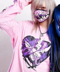 Brand new 🔥 INVASION CLUB Anime & Manga 👧 Girls And Gore [Pink] | F*CK CORONA MASK 👍