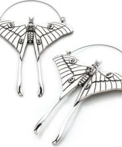 New 😍 BODYVIBE All Luna Death Moth [Silver] | PLUG HOOP EARRINGS ⭐