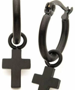 Outlet ⌛ BODYVIBE All Cross [Matte Black] | EARRINGS ✨