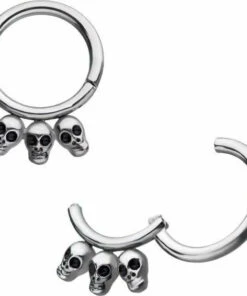 Best deal 🔥 BODYVIBE Grunge Triple Skull | HINGED SEGMENT RING 🌟