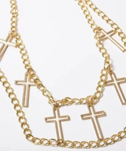 Best Pirce ⌛ KATAKOMB 💀 Halloween Cross [Gold] | CHAIN BELT 🌟