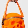Deals ❤️ KILLSTAR Pentacles & Pentagrams Grave Digger Skull [Orange Velvet] | 👜 HANDBAG 🎉 -Alternative Accessories Elegant Store killstar grave digger skull orange velvet handbag 2 700x700