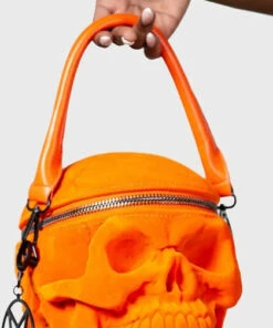 Deals ❤️ KILLSTAR Pentacles & Pentagrams Grave Digger Skull [Orange Velvet] | 👜 HANDBAG 🎉
