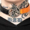 Promo ⌛ KILLSTAR Fetish Penta Half [Black/Orange] | CHOKER 🧨 -Alternative Accessories Elegant Store killstar penta half black orange choker 2 700x700