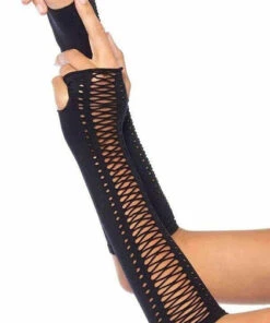 Outlet 👍 LEG AVENUE All Seamless Lace Up | FINGERLESS GLOVES 😀