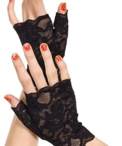 Outlet 🔔 MUSIC LEGS All Black Lace | FINGERLESS GLOVES 🔔