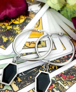 Cheap ⭐ MYSTICUM LUNA New Crypt Black Coffin | HOOP EARRINGS 🌟