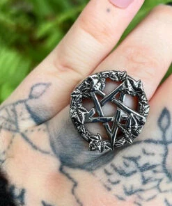 Best Pirce ⌛ MYSTICUM LUNA All Green Witch Pentacle | RING ❤️