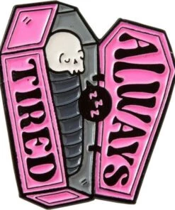Best deal 😉 PUNKY PINS Skulls Always Tired Coffin | ENAMEL PIN ✨