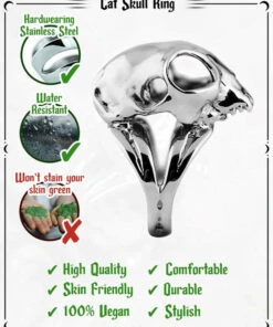 New 👍 ROGUE AND WOLF Skulls Cat Skull [Mirror Steel] | RING ✔️ -Alternative Accessories Elegant Store rogue and wolf cat skull mirror steel ring 11 585f6f64 56c5 4c9a b875 0e84de846d34 700x700