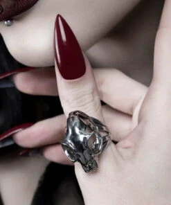 New 👍 ROGUE AND WOLF Skulls Cat Skull [Mirror Steel] | RING ✔️