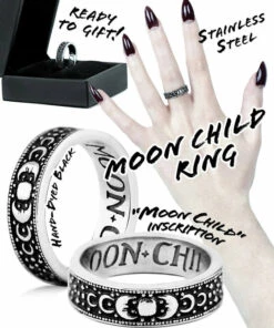 Cheapest 🥰 ROGUE AND WOLF The Moon Moon Child [Blackened Steel] | RING 🎉 -Alternative Accessories Elegant Store rogue and wolf moon child blackened steel ring 10 61581a70 df23 4025 919b ed6424c471cc 700x700